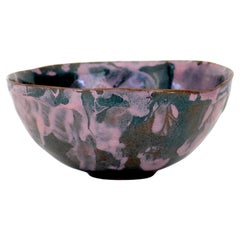 Fausto Menotti Italian Purple and Gray Ceramic Dish Bowl Italy c 1960