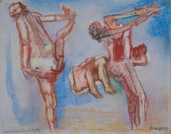 Fausto Pirandello paire de pastels signés et inscrits