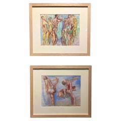 Fausto Pirandello Coppia di pastelli firmati e firmati