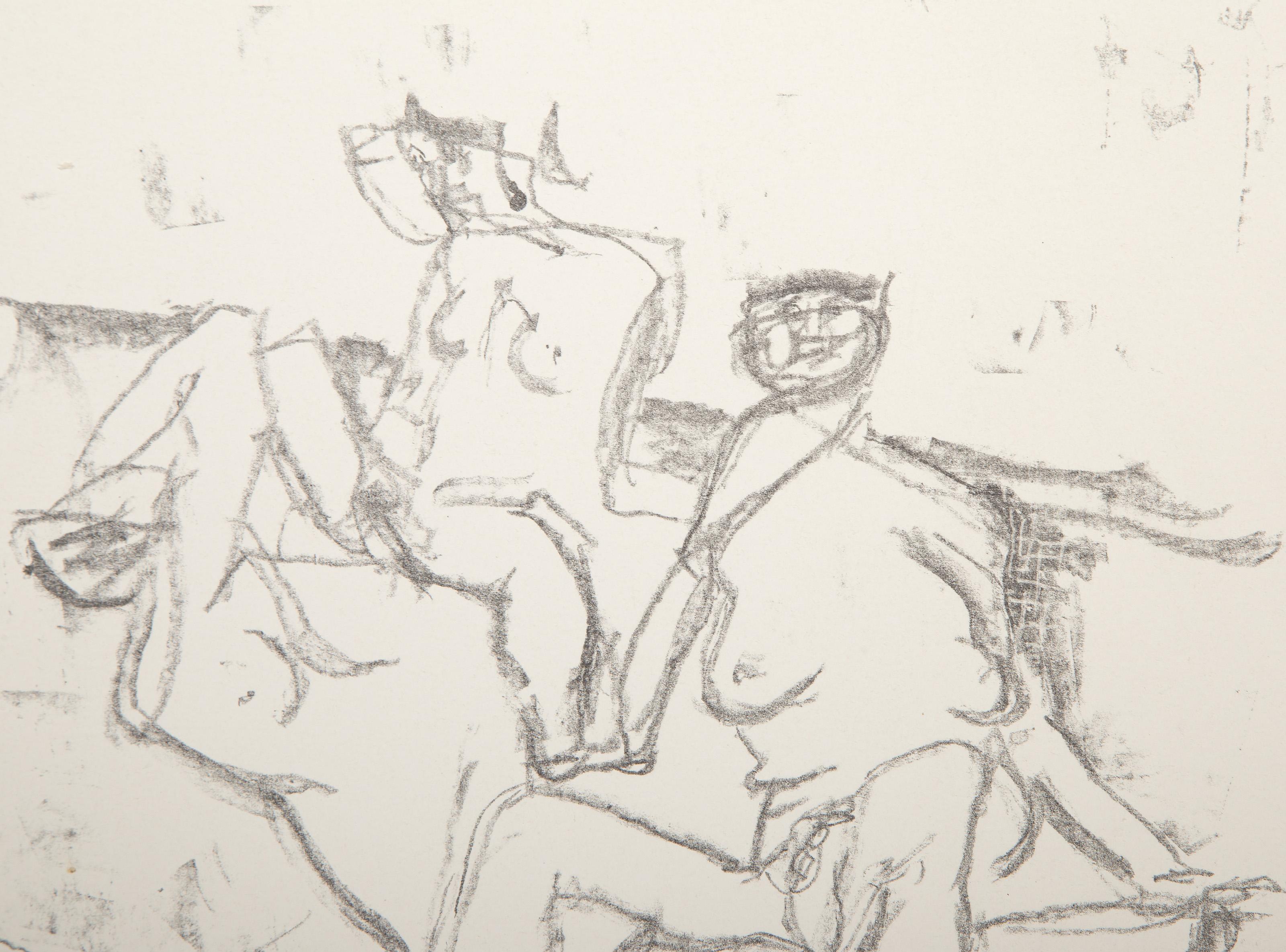 Bagnanti, litografia moderna di Fausto Pirandello in vendita 1