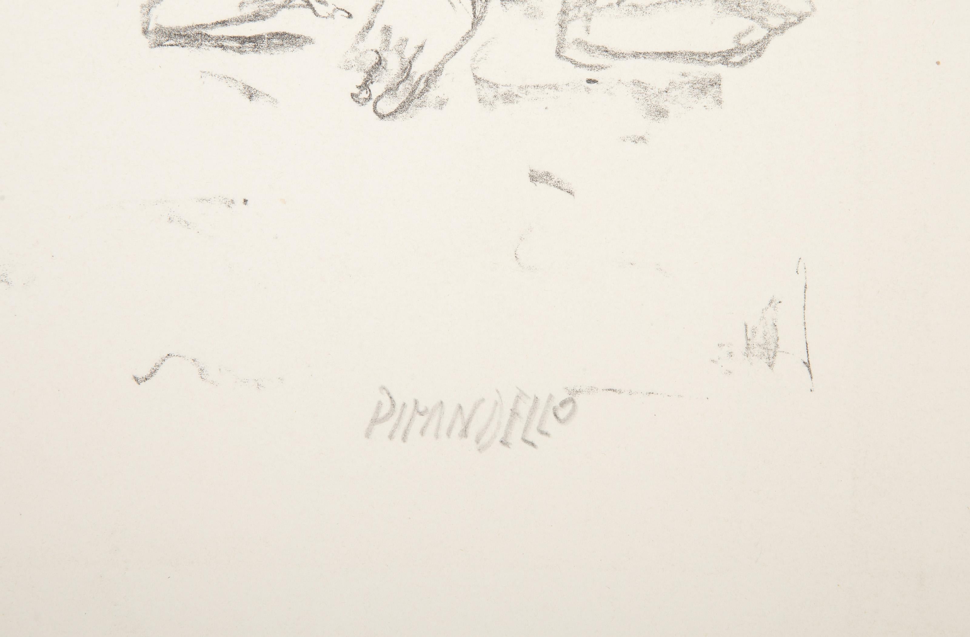 Bagnanti, litografia moderna di Fausto Pirandello in vendita 3
