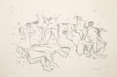 Bañistas, litografía moderna de Fausto Pirandello