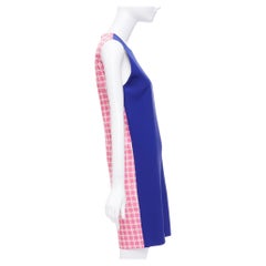 FAUSTO PUGLISI 100% silk cobalt blue pink geometric print dress FR34 XS