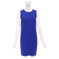 FAUSTO PUGLISI 100% silk cobalt blue pink geometric print dress FR34 XS