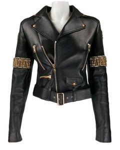 Giacca biker in pelle nera FAUSTO PUGLISI   IT 40