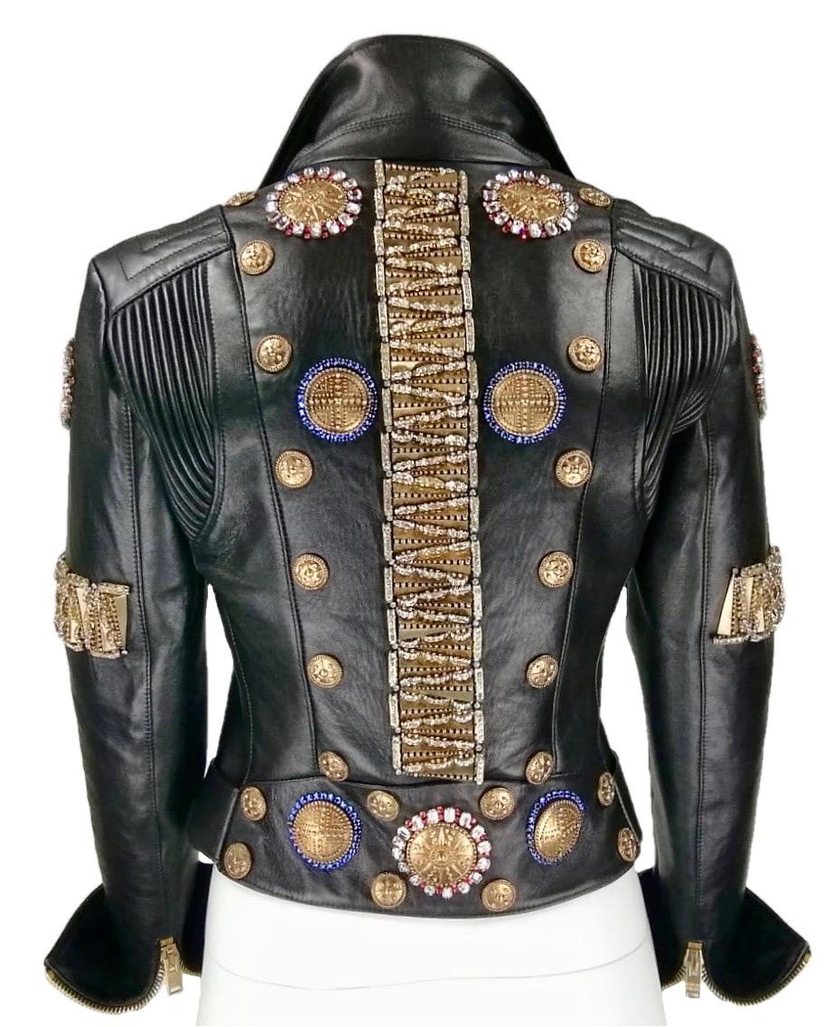 FAUSTO PUGLISI black leather biker jacket   IT 40 For Sale 2