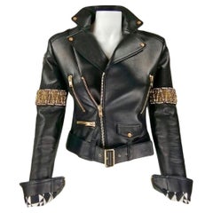 FAUSTO PUGLISI black leather biker jacket   IT 40