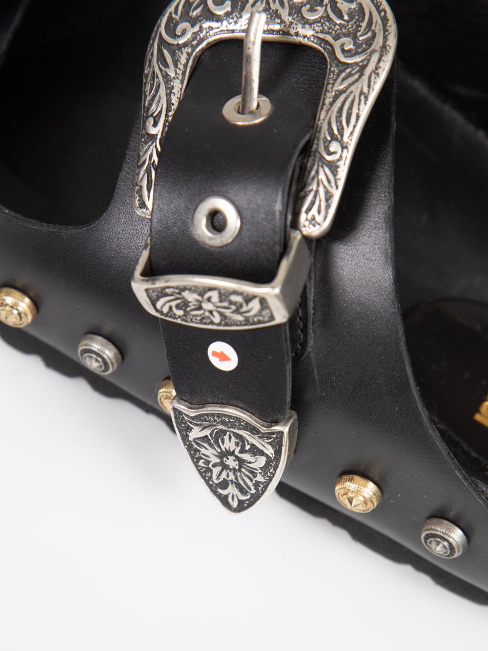Fausto Puglisi Black Leather Buckle Sandals Size IT 40 For Sale 2