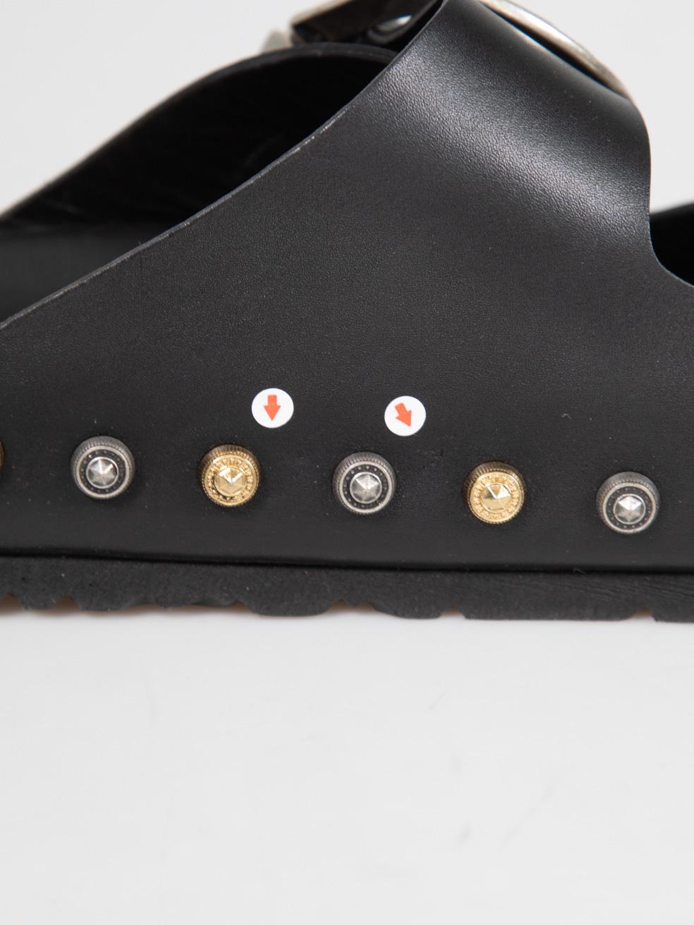 Fausto Puglisi Black Leather Buckle Sandals Size IT 40 For Sale 5