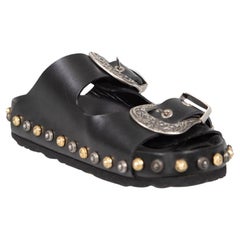 Fausto Puglisi Black Leather Buckle Sandals Size IT 40