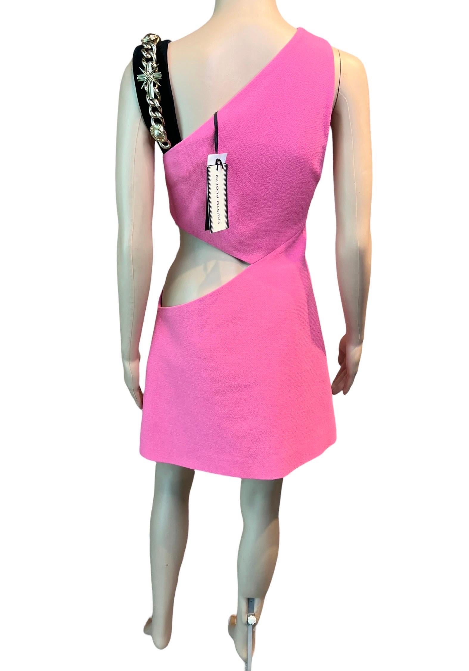 Pink Fausto Puglisi F/W 2015 Runway Unworn Embellished Cutout Mini Dress For Sale