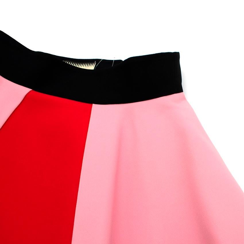 Fausto Puglisi Red & Pink Flared Mini Skirt - Size US 4 For Sale 1