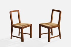 Fausto Saccorotti Attribution, Dining Room Chairs, Wood, Rush, Italy, 1930s