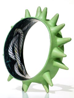 Fausto Salvi Italian 1996 Spikes Green Ceramic Sculpture