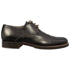 FAUSTO SANTINI Size 7.5 Black Leather Flat Laces