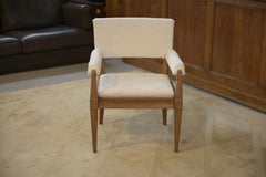 Fauteuil Art Déco moderniste en frêne et bouclettes écrues par Pierre Gouffé