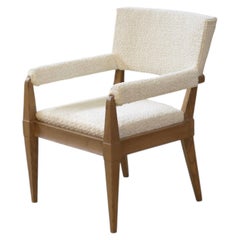 Fauteuil Art Déco moderniste en frêne et bouclettes écrues par Pierre Gouffé