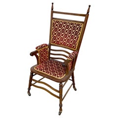 Fauteuil Art Nouveau à haut dossier en hêtre