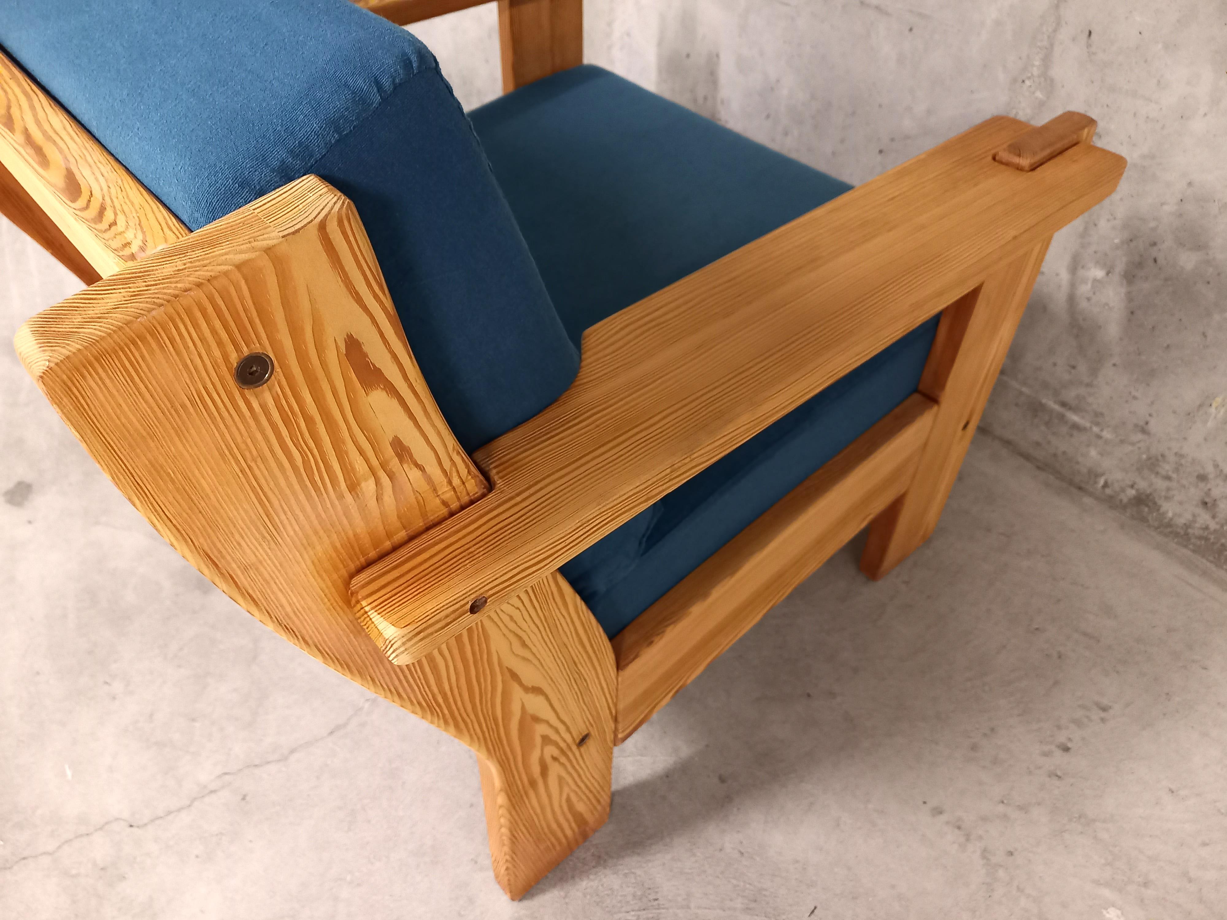 Fauteuil chauffeuse vintage en pin années 80 Moderno de mediados de siglo en venta
