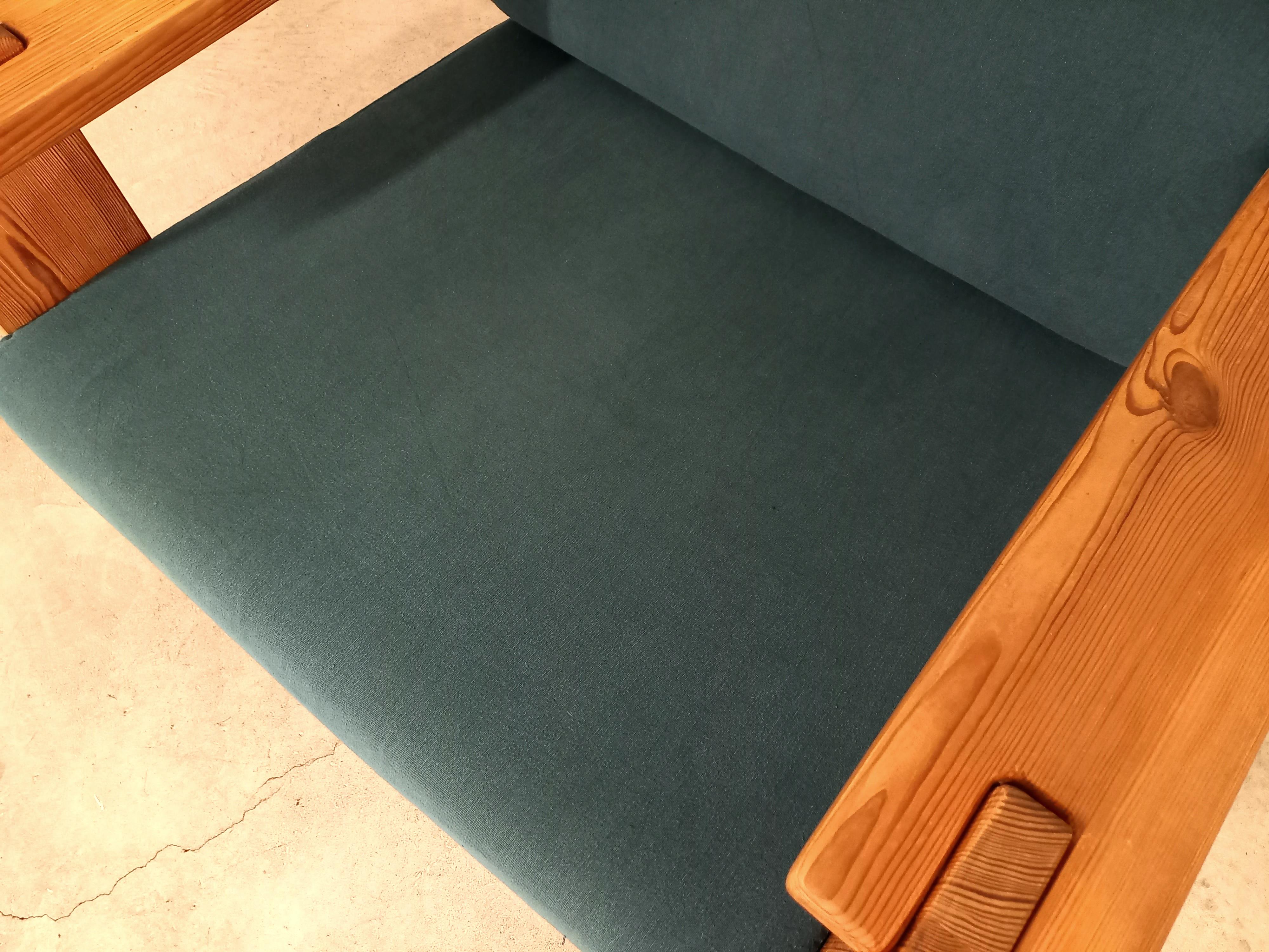Fauteuil chauffeuse vintage en pin années 80 en venta 1