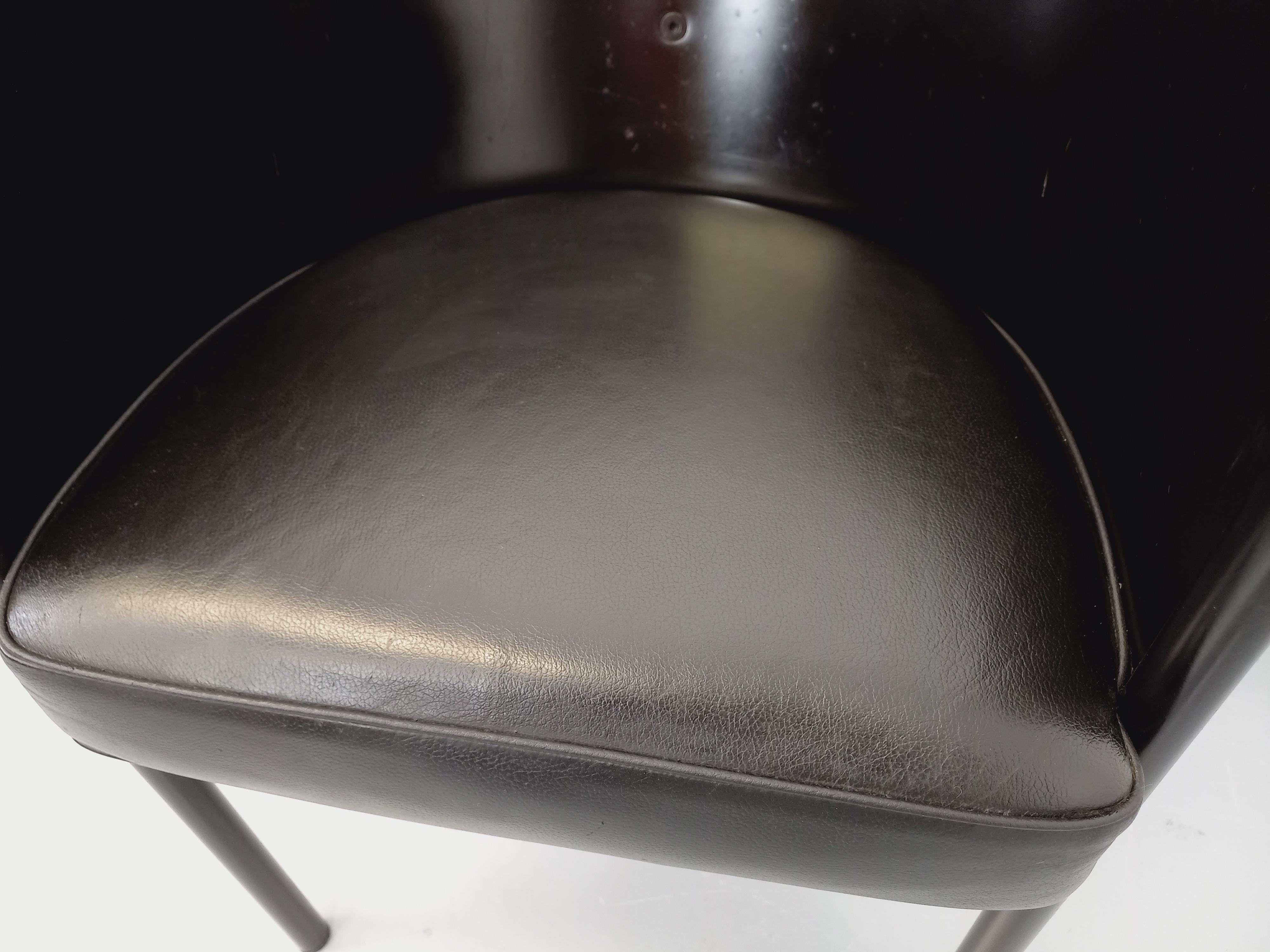 Fauteuil Costes par Philippe Starck vintage en bois, métal et cuir noirs im Angebot 5