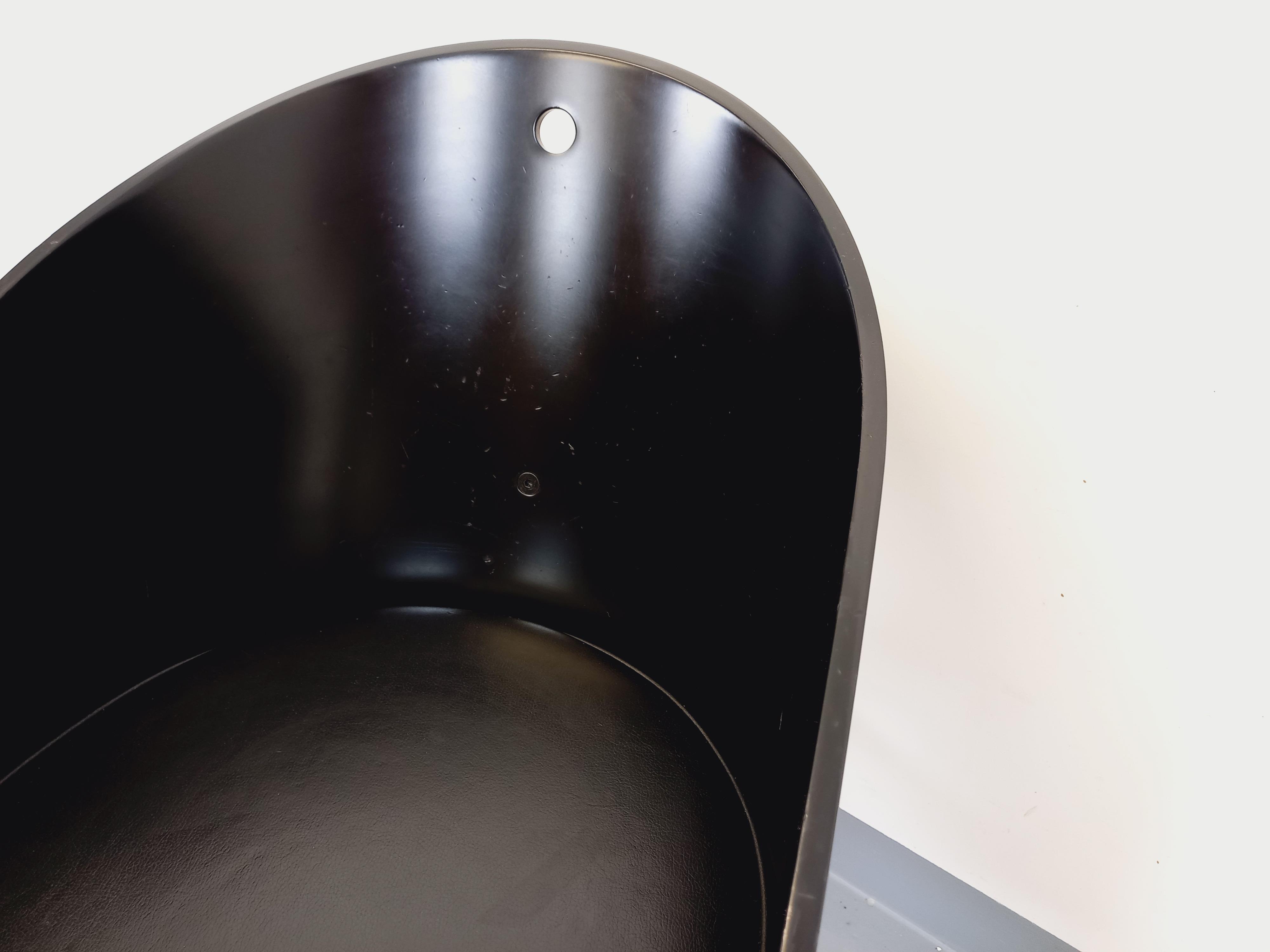 Fauteuil Costes par Philippe Starck vintage en bois, métal et cuir noirs (Moderne der Mitte des Jahrhunderts) im Angebot