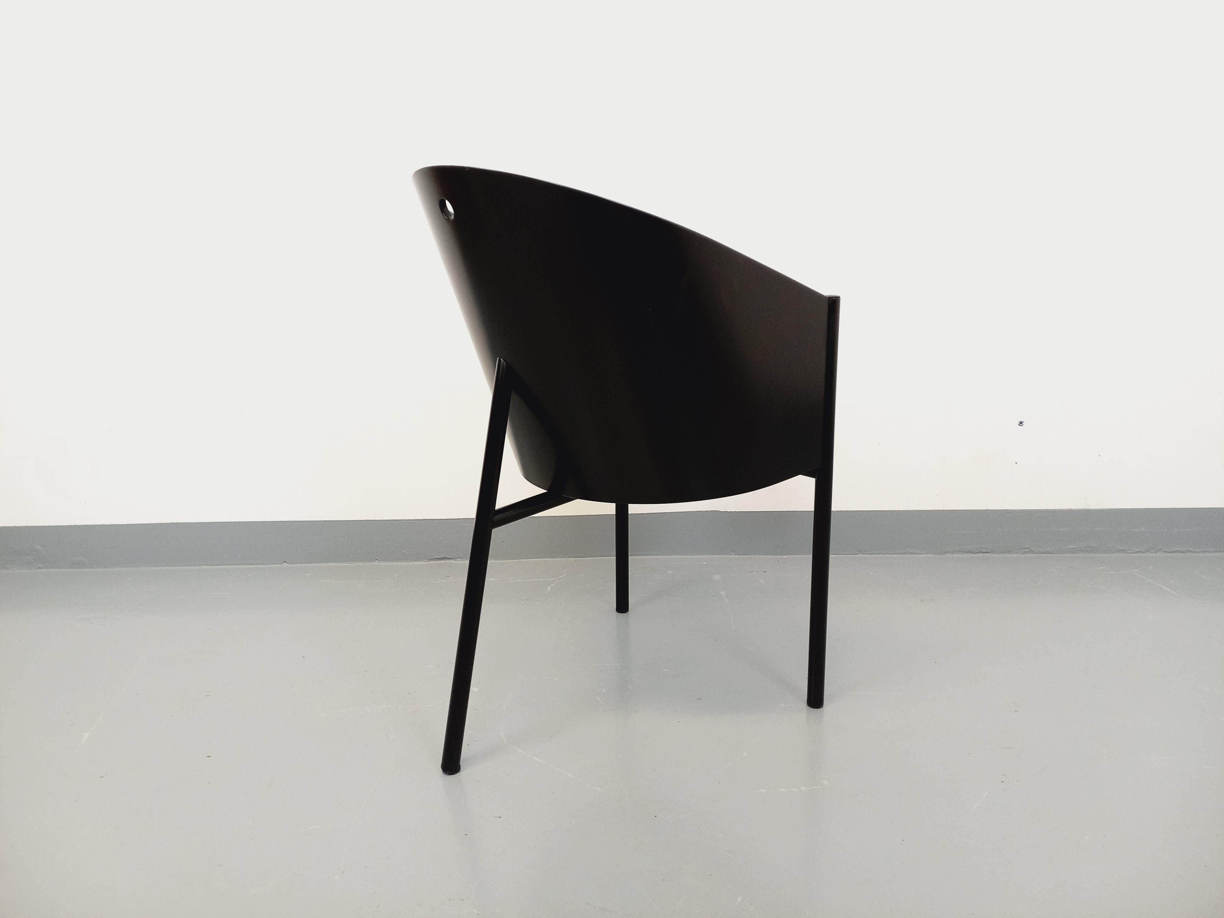 Fauteuil Costes par Philippe Starck vintage en bois, métal et cuir noirs im Angebot 1