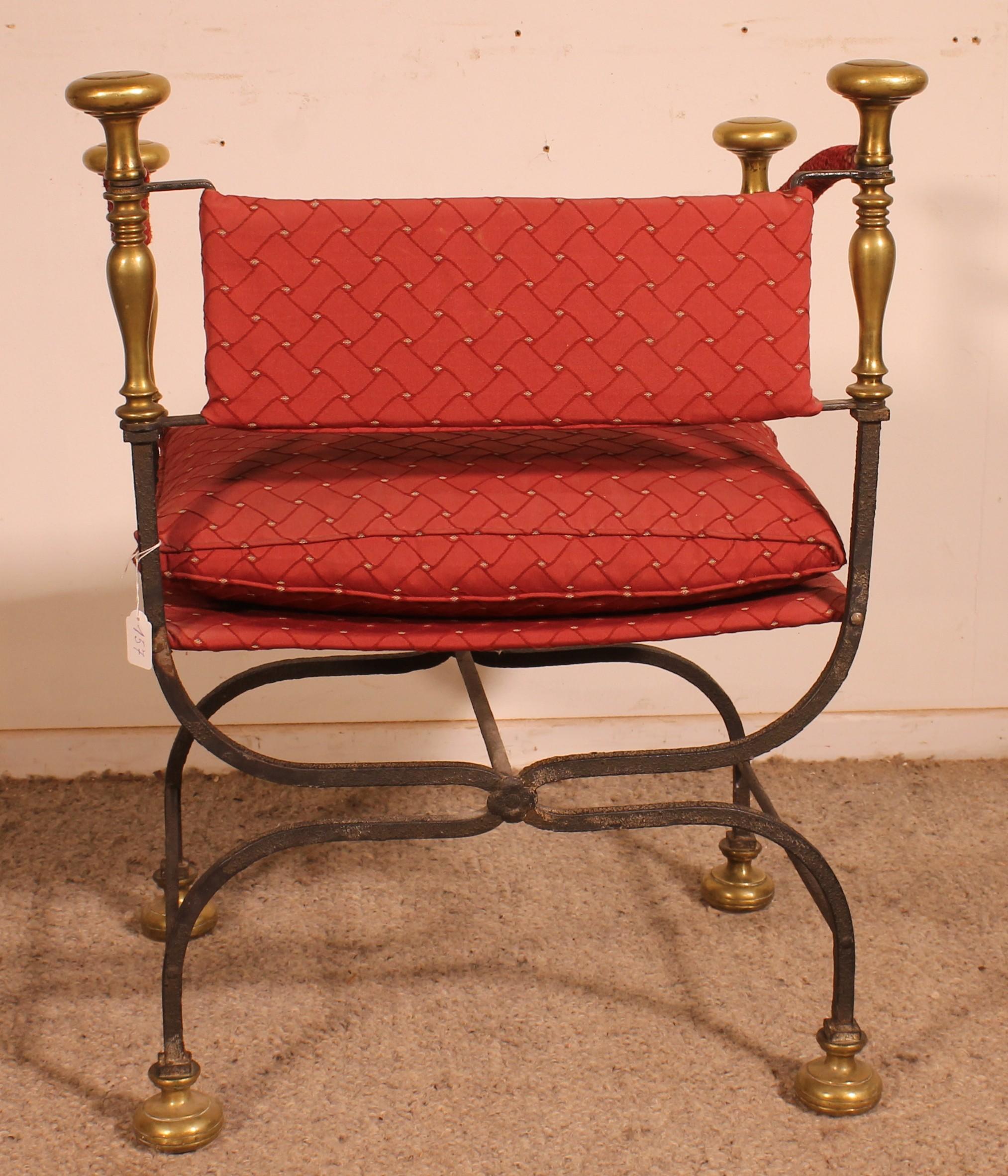 Fauteuil Curule En Fer Forgé Et Bronze For Sale 3