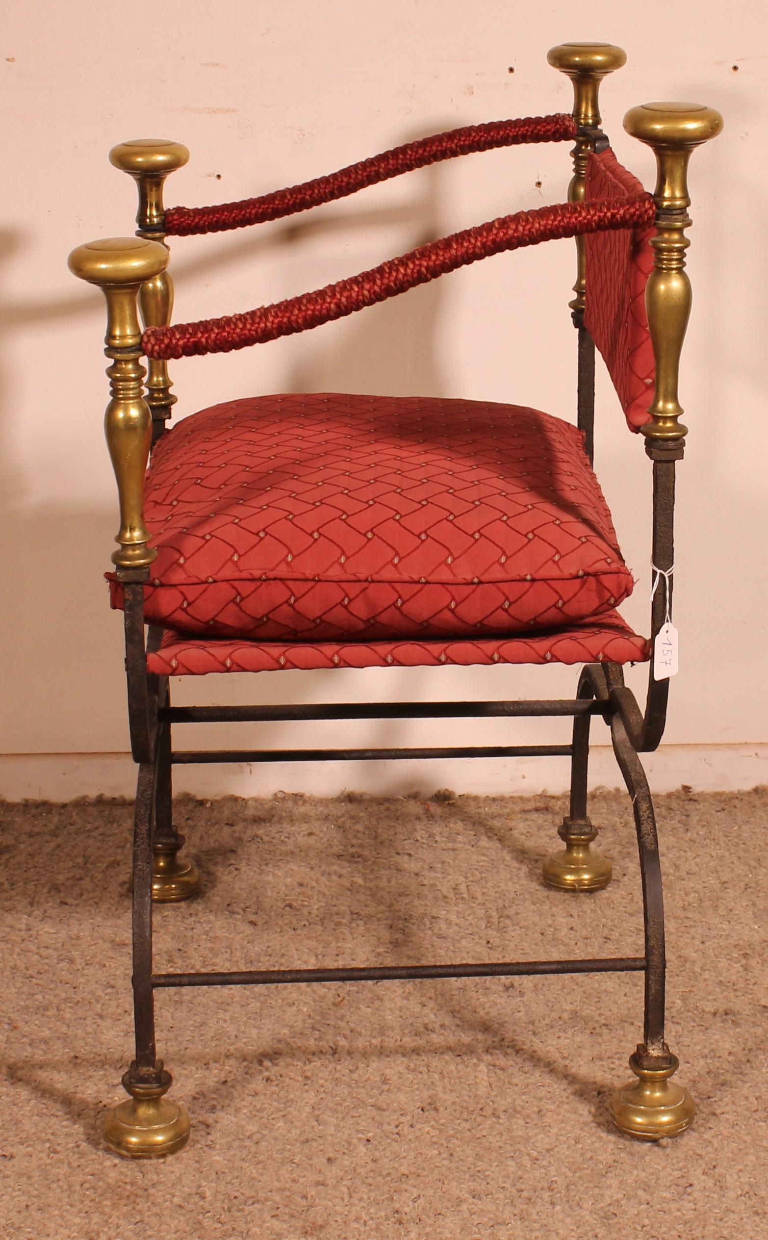 Fauteuil Curule En Fer Forgé Et Bronze For Sale 4