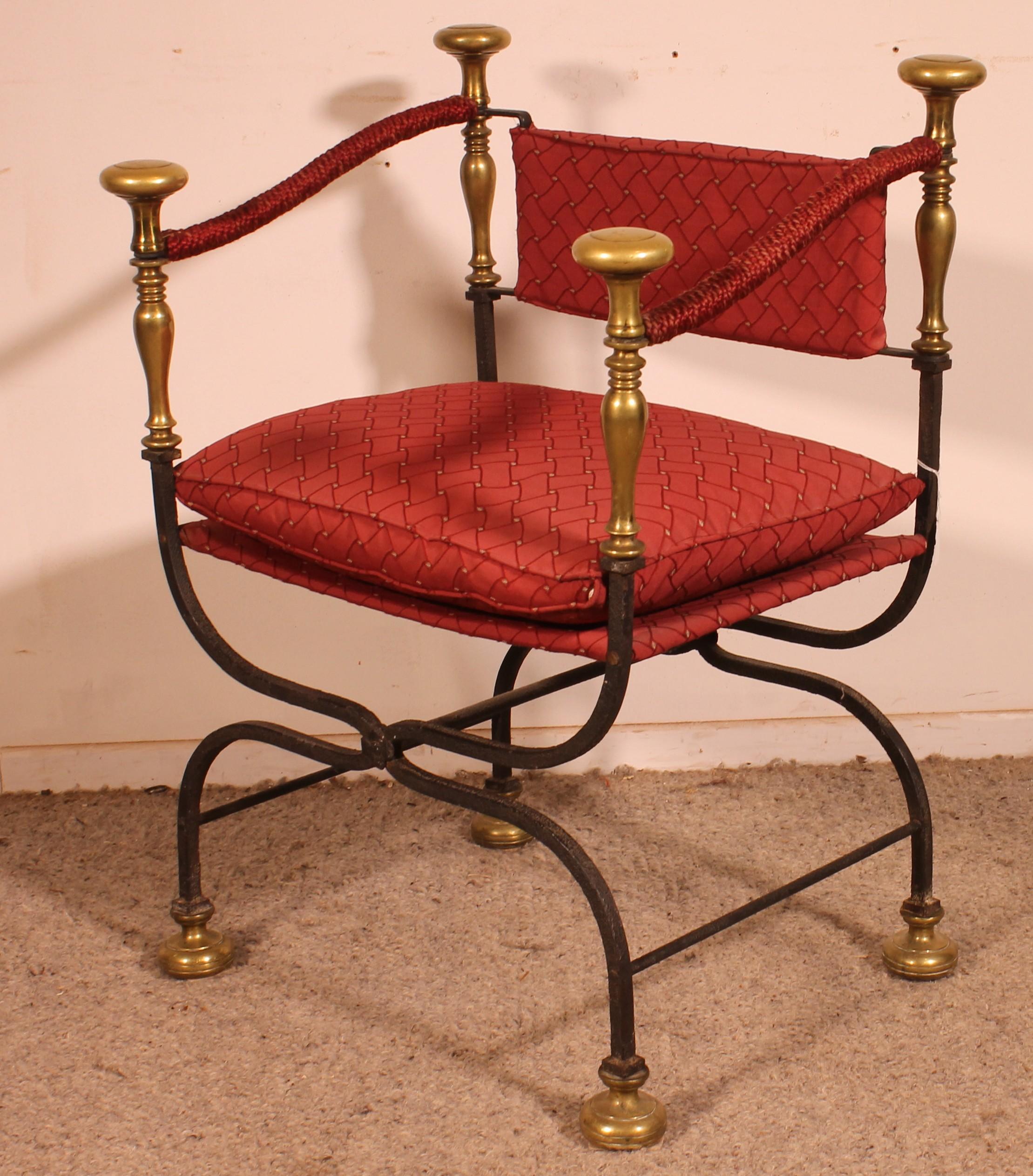 Fauteuil Curule En Fer Forgé Et Bronze For Sale 5
