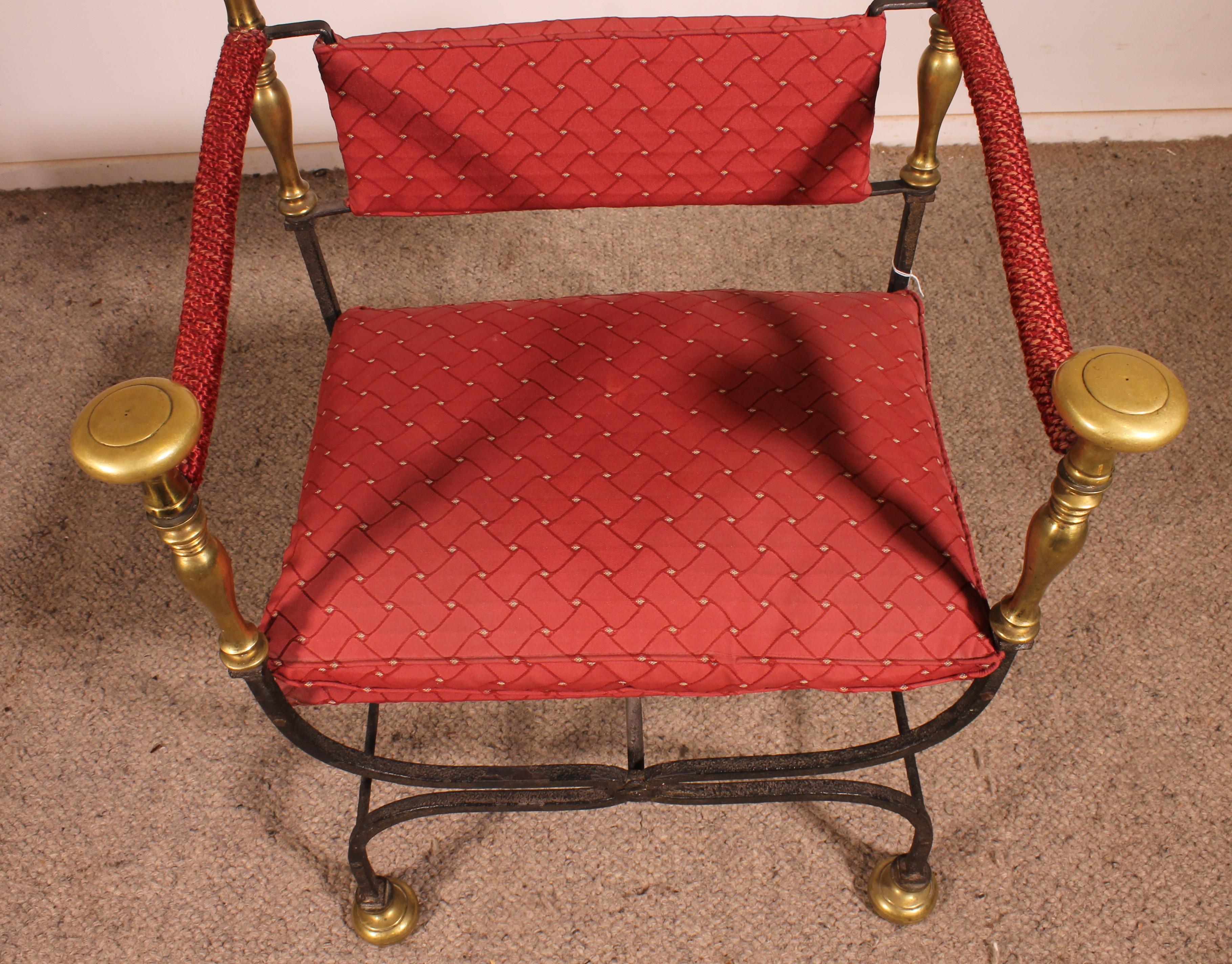 Fauteuil Curule En Fer Forgé Et Bronze In Good Condition For Sale In Brussels, Brussels