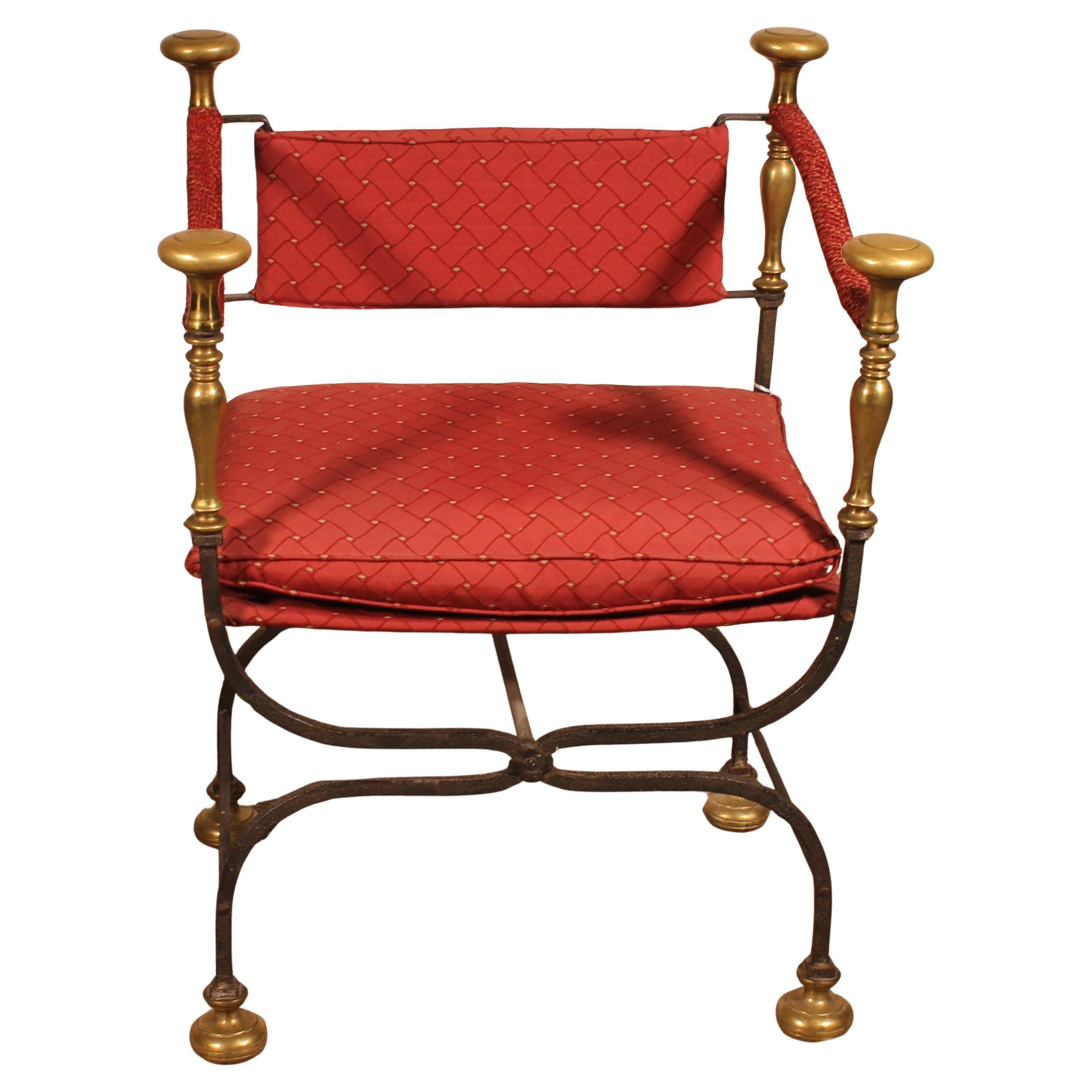 Fauteuil Curule En Fer Forgé Et Bronze For Sale