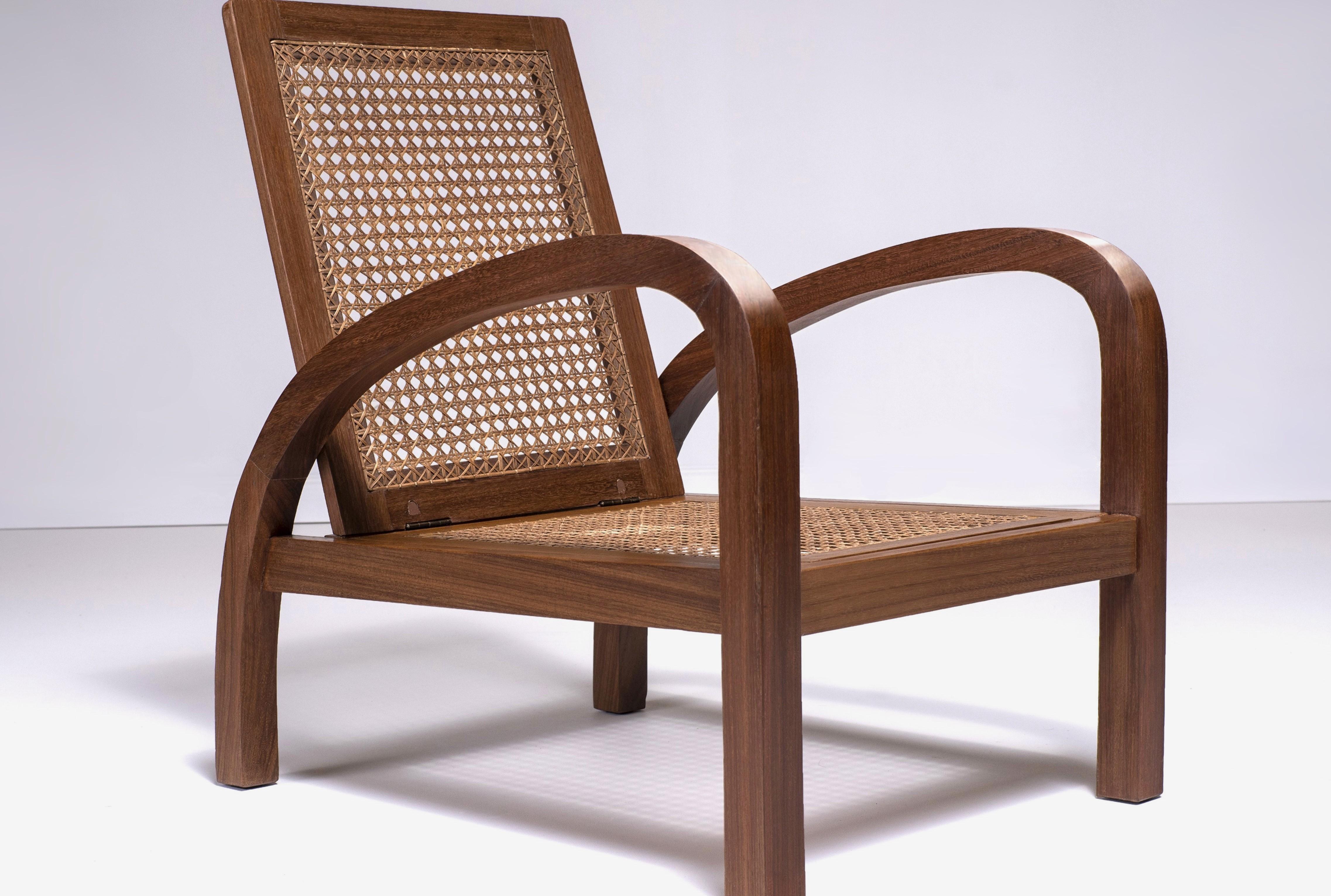 Cane “Fauteuil de Paquebot” Chair, France 1950s For Sale