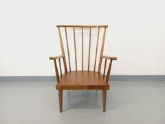 Fauteuil en bois vintage Baumann modèle Éventail des années 60