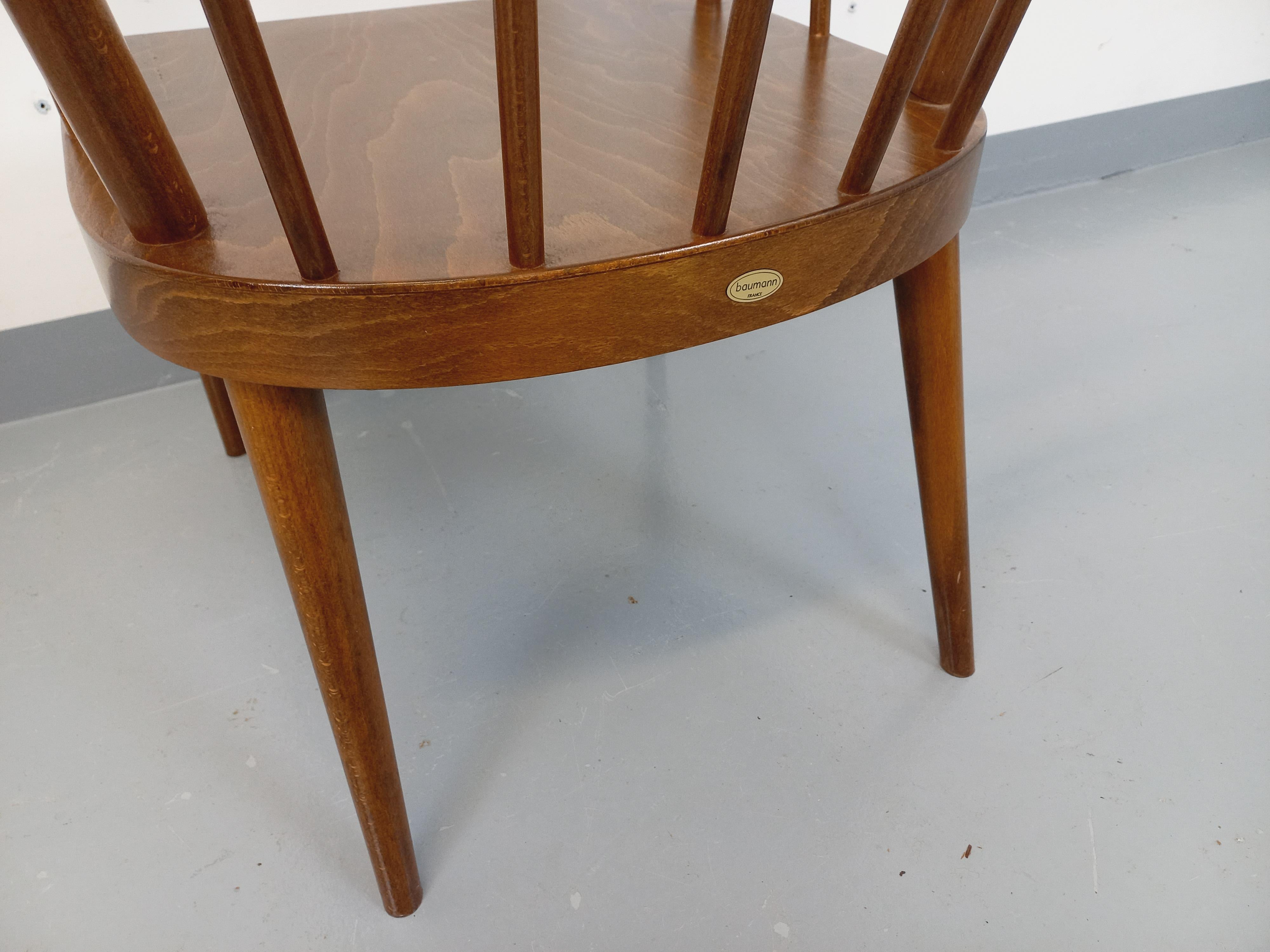 Mid-Century Modern Fauteuil en bois vintage Baumann modèle Éventail des années 60 en vente