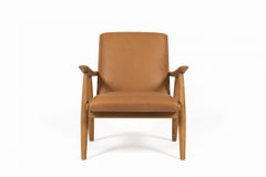 Fauteuil en cuir cognac de Hans J. Wegner Pour Johannes Hansen, 1950