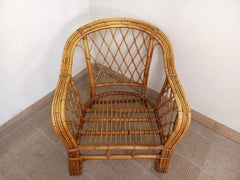 Fauteuil en rotin vintage années 60