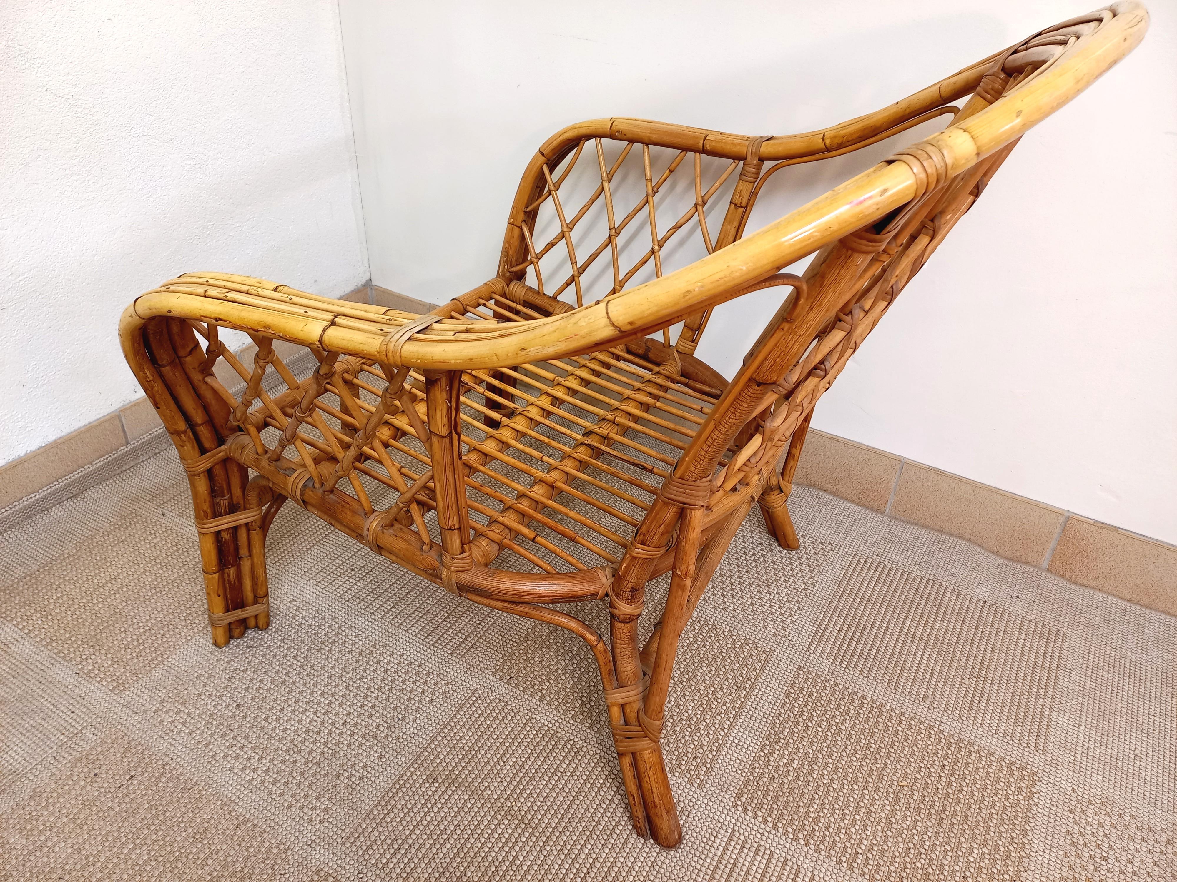 Fauteuil en rotin vintage années 60 Moderno de mediados de siglo
