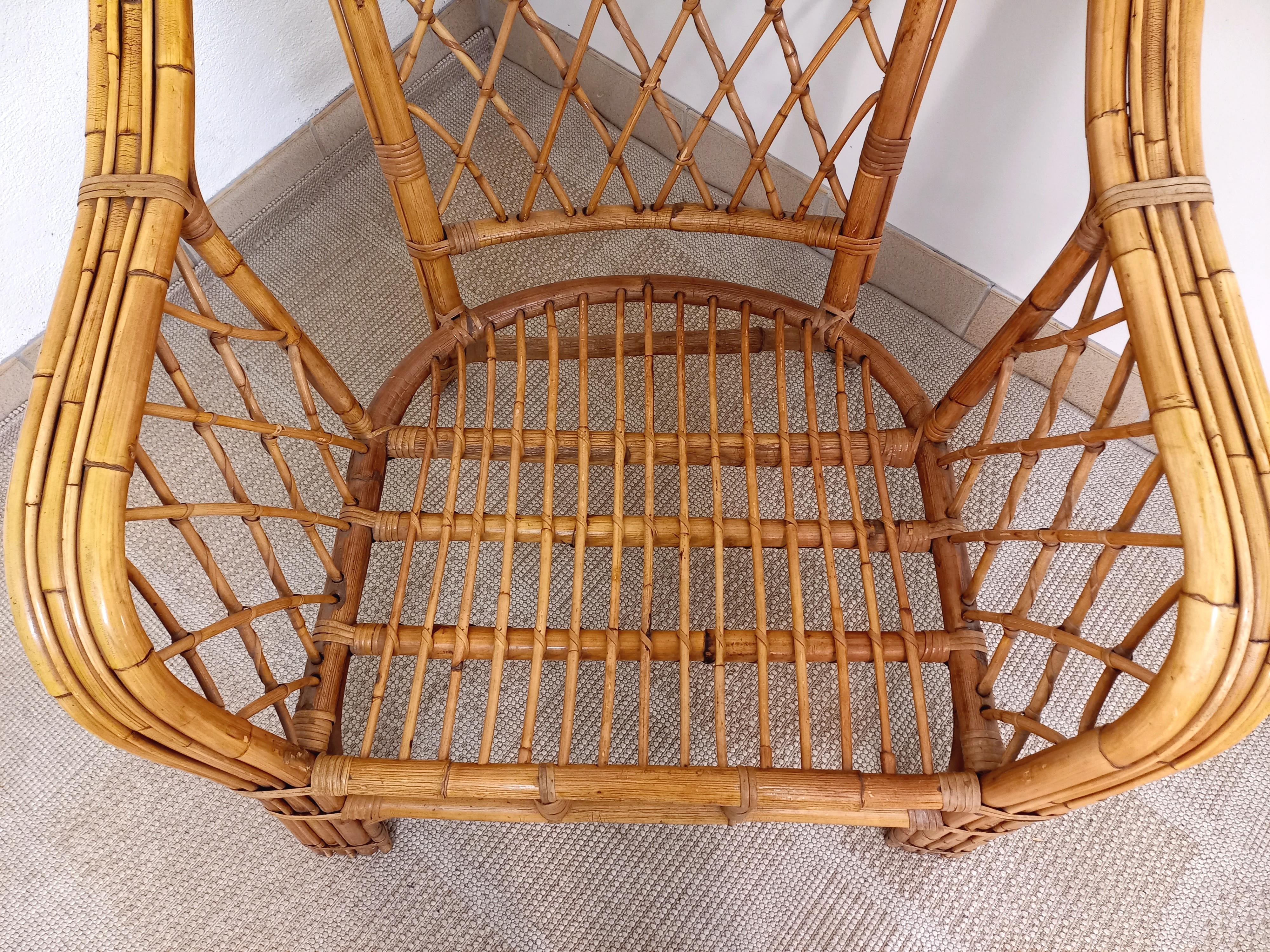Fauteuil en rotin vintage années 60 mediados del siglo XX
