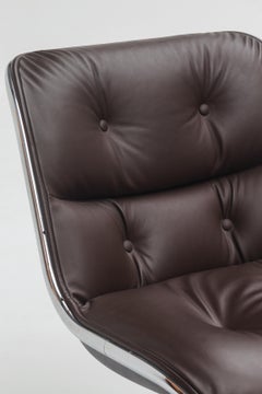 Fauteuil Executive en cuir marron par Charles Pollock pour Knoll, États-Unis