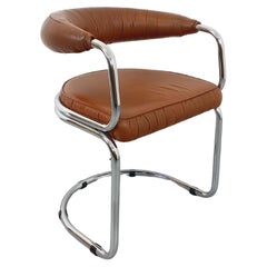 Fauteuil italien vintage Giotto Stoppino pour Kartell en chrome et skaï 1970