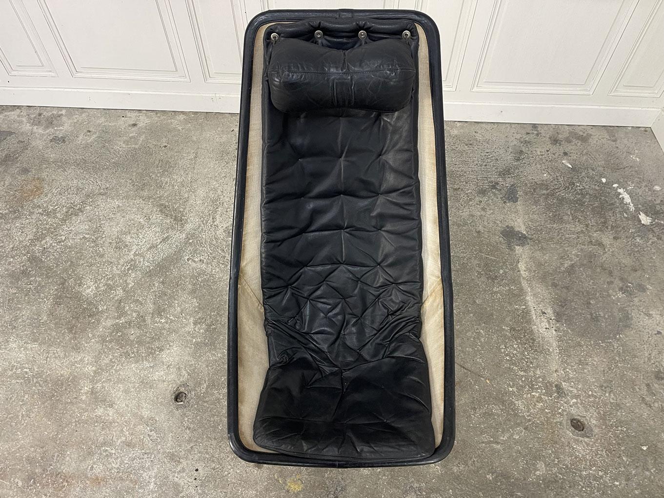 Metal Fauteuil Jetson cuir noir 1970 For Sale