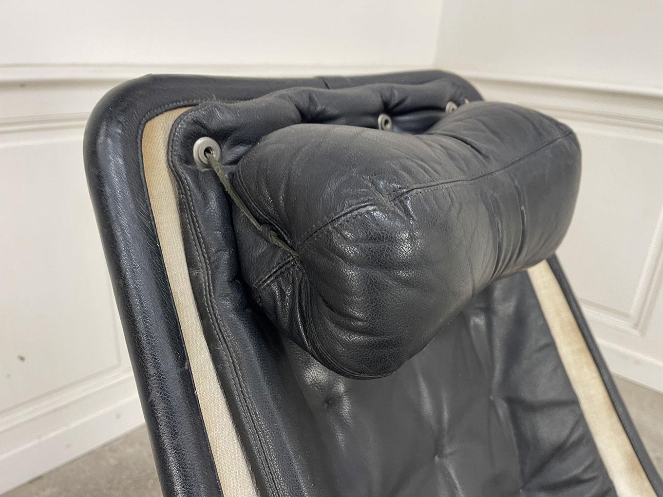 Fauteuil Jetson cuir noir 1970 For Sale 1