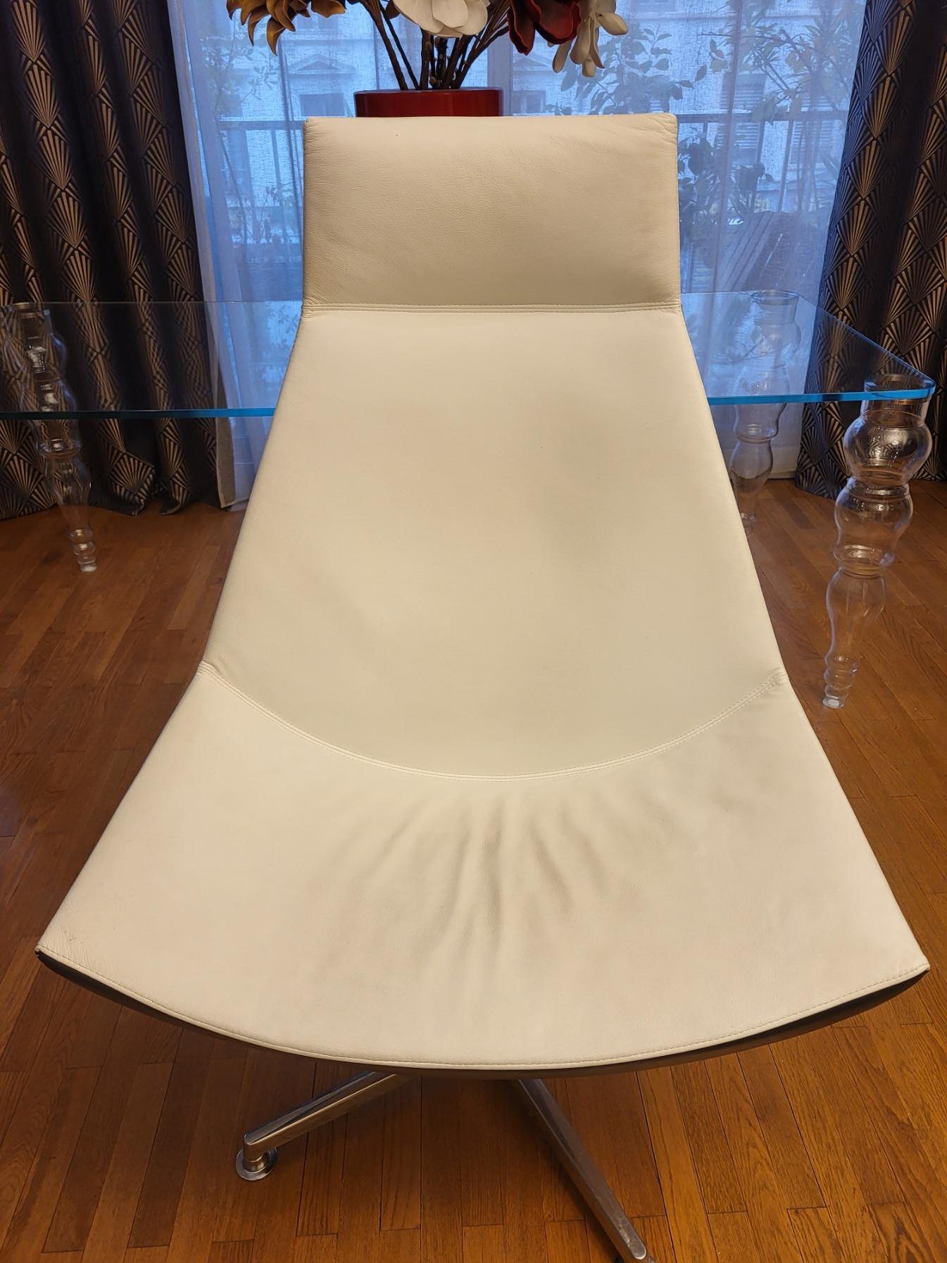 Alluminio Fauteuil Kastel modèle Kayak AL4 cuir Blanc et Noir Italy Design in vendita