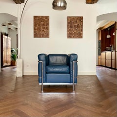 Fauteuil LC2 en cuir années 80 par Le Corbusier pour Cassina