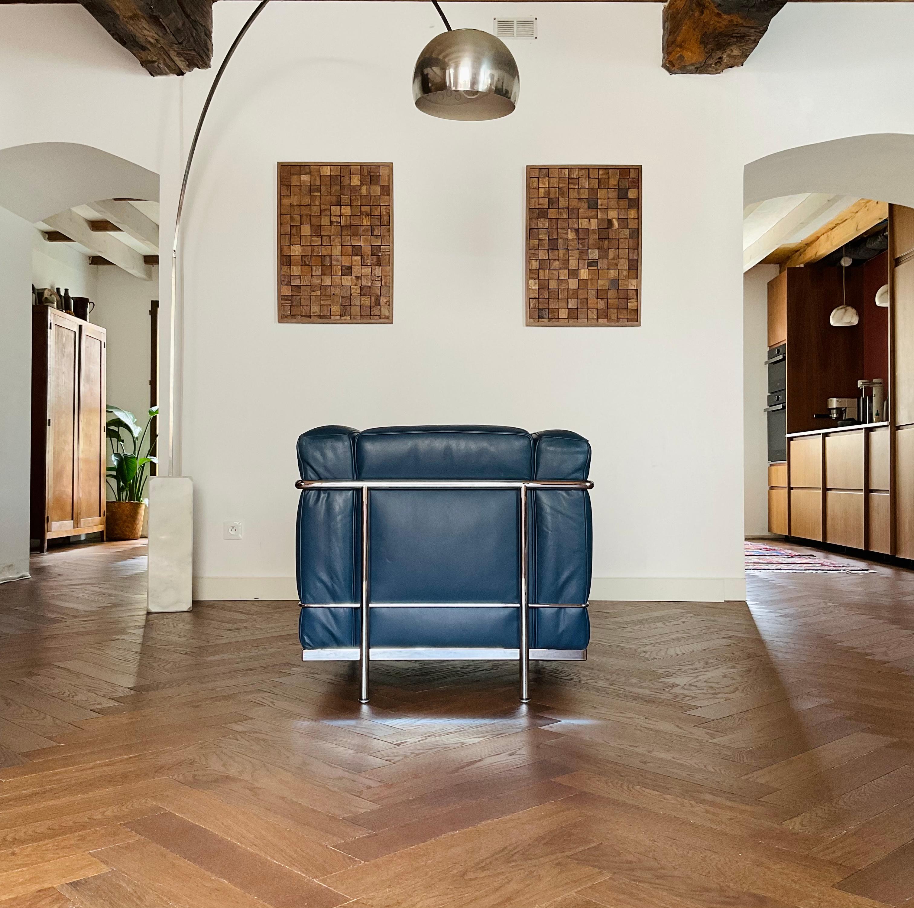 Bauhaus Fauteuil LC2 en cuir années 80 par Le Corbusier pour Cassina en vente