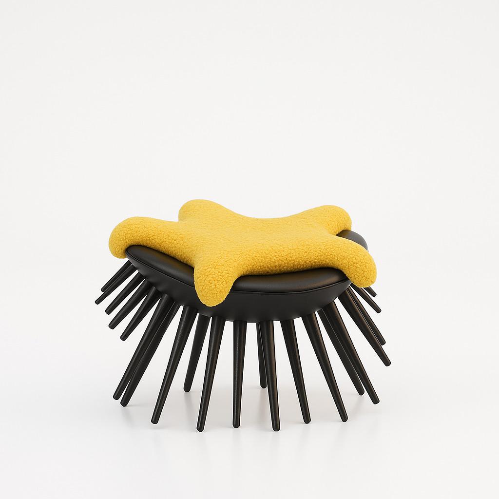Le fauteuil Oursin est une véritable ode à l'audace et à l'originalité. Inspiré par les formes organiques et arrondies de la Nature, il se distingue par son design sculptural et son allure singulière. Son assise généreuse, enveloppante et moelleuse,