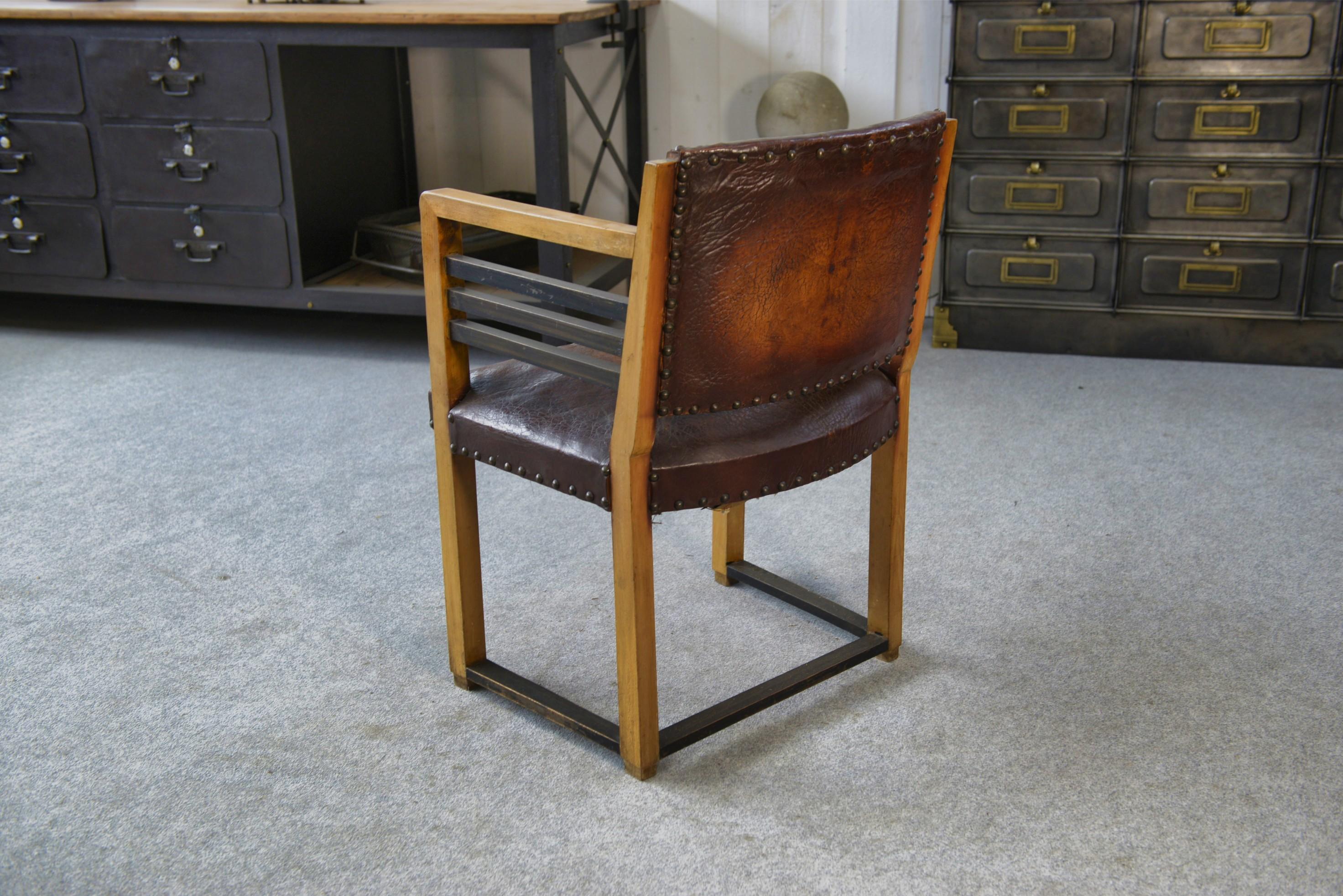 Fauteuil modern cuir 1940er Jahre im Zustand „Gut“ im Angebot in TOURCOING, FR