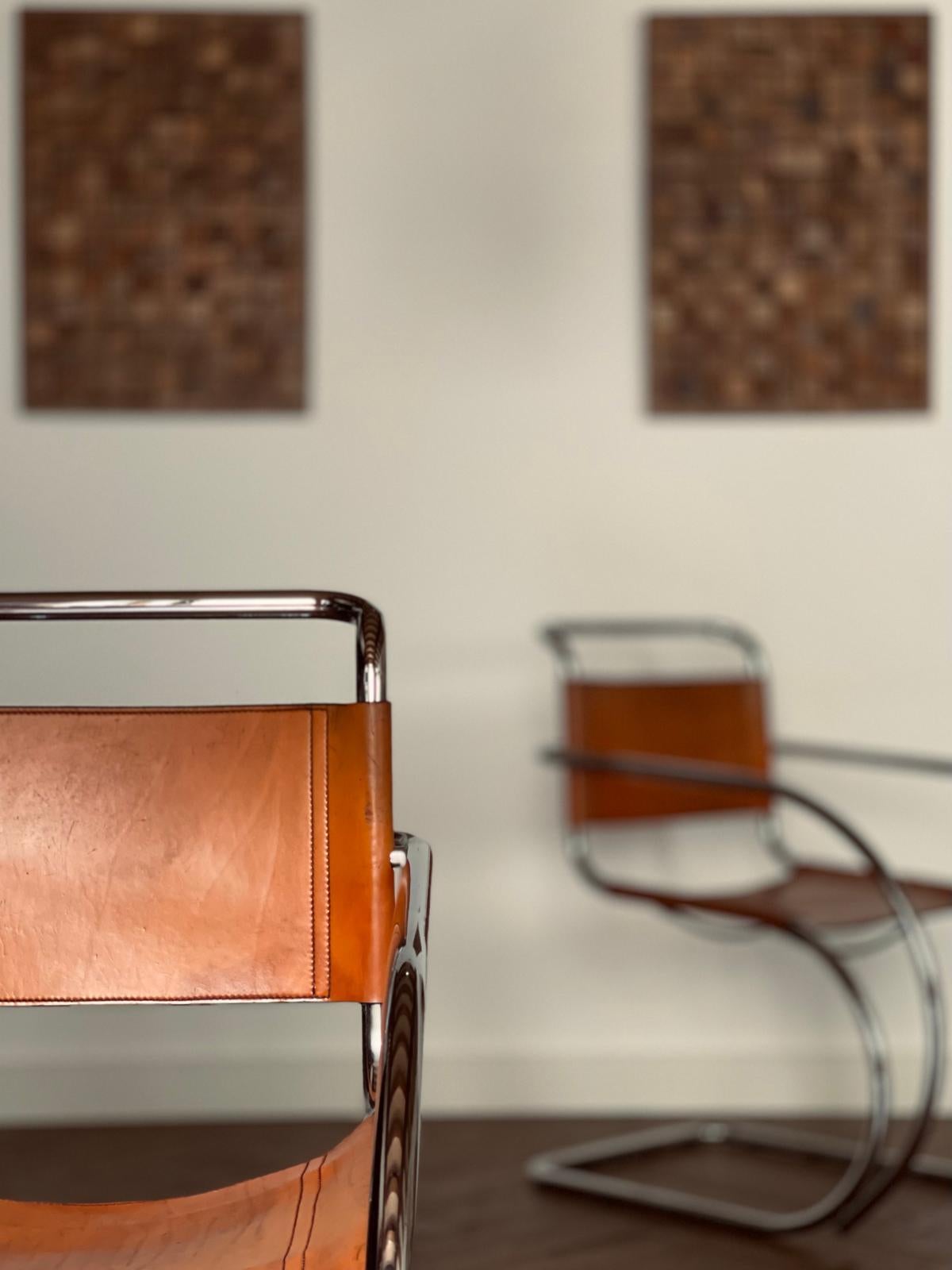 Fauteuil MR20 de Ludwig Mies van der Rohe édition des années 70 Cuero en venta