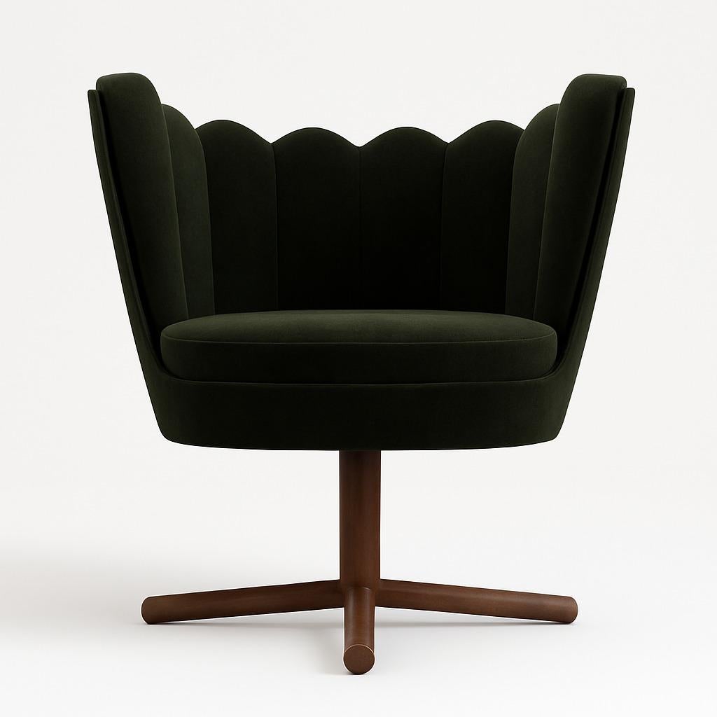 Ce fauteuil au design élégant et moderne se distingue par ses courbes accueillantes et son allure sculpturale. Son assise généreuse et arrondie, associée à un dossier enveloppant, invite à la détente tout en offrant un excellent confort. Le